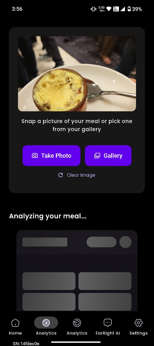Smart food photo capture and AI recognition feature